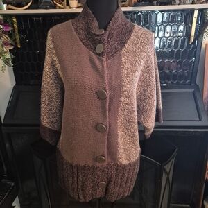 Women's Carolyn Taylor Two-Tone Browns Snap Button-Up Sweater NWT